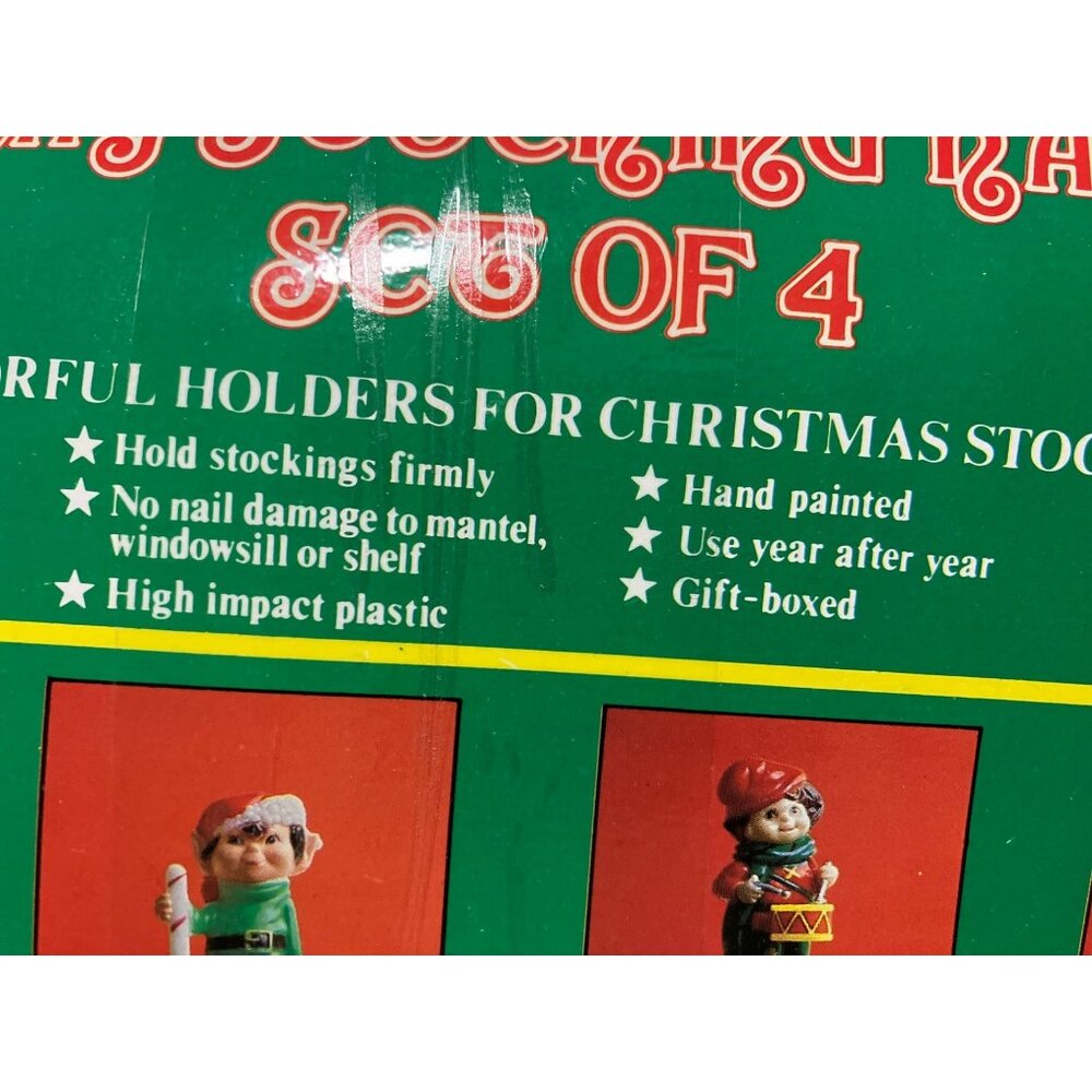 Holiday Stocking Hangers Set Of Four Vintage Plastic Hangers - Picture 2 of 15